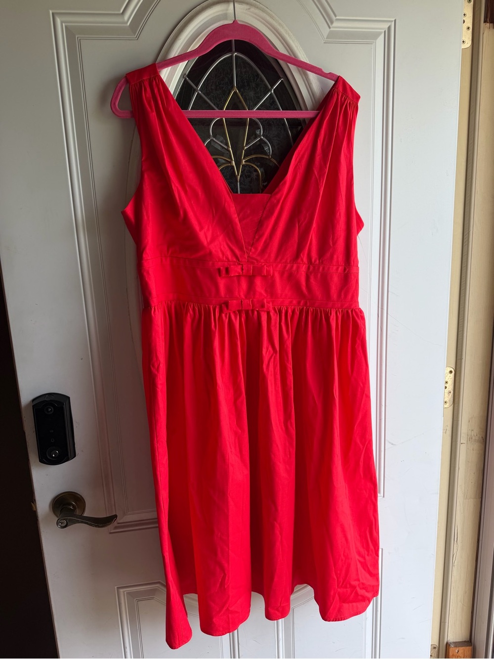 Karl Lagerfeld Vibrant Red V-Neck Sleeveless Dress